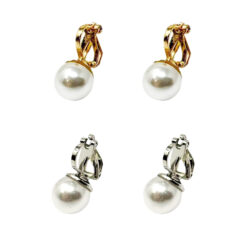 PEARL STUD CLIP EARRINGS. GOLD, SILVER. SOLD IN SETS OF 2 ONLY