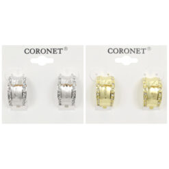 HALF HOOP WITH CRYSTALS ACCENTS CLIP ON EARRINGS. SILVER, GOLD. SOLD IN SETS OF 2 ONLY