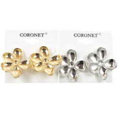 BRUSHED FLOWER CLIP ON EARRINGS. GOLD, SILVER. SOLD IN SETS OF 2 ONLY