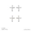BAGUETTE CZ CROSS PIERCED EARRINGS. GOLD, SILVER. SOLD IN SETS OF 2 ONLY