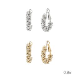 20MM PAVÉ HOOP PIERCED EARRINGS. GOLD, SILVER. SOLD IN SETS OF 2 ONLY