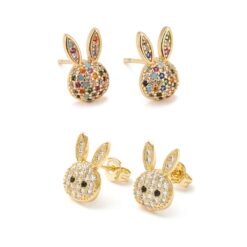 CZ BUNNY STUD 18K GOLD PLATED EARRINGS. SOLD IN SETS OF 2 ONLY. PERFECT FOR EASTER!