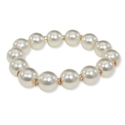 IVORY PEARLS WITH CRYSTAL SPACERS STRETCH BRACELET. SEE 40116 MORE MATCHING NECKLACE SET