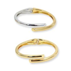 POLISHED OVERLAP HINGED CUFF BRACELET. TWO TONE, GOLD. SOLD IN SETS OF 2 ONLY