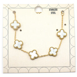 MOTHER OF PEARL & GOLD CLOVER BRACELET. SOLD IN SETS OF 2 ONLY
