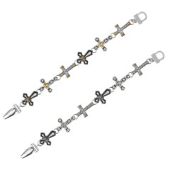 INTRICATE DESIGN CROSS LINK MAGNETIC BRACELET. SILVER, TWO TONE. SOLD IN SETS OF 2 ONLY