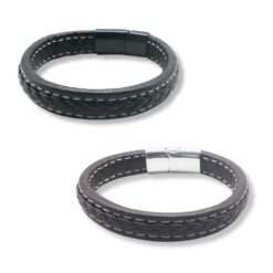 MEN'S BRAIDED FAUX LEATHER BRACELET. BLACK, BROWN, SOLD IN SETS OF 2 ONLY