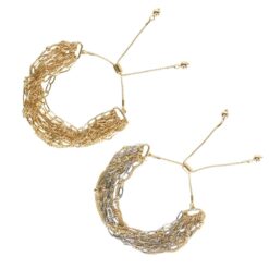 MULTI CHAIN SLIDER CLOSURE BRACELET. GOLD, TWO TONE. SOLD IN SETS OF 2 ONLY