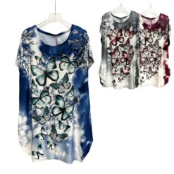 BUTTERFLIES & FLOWERS EMBELLISHED TUNIC. BLUE, BLACK, DARK PINK. SOLD IN SETS OF 3. PRE-ORDER ONLY - AVAILABLE EARLY MARCH 2026