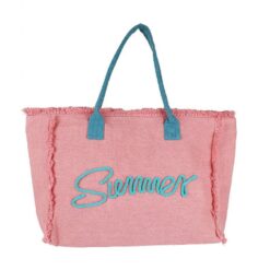 PINK ROPE LETTER “SUMMER” CANVAS BEACH TOTE