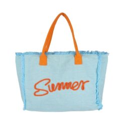 BLUE ROPE LETTER “SUMMER” CANVAS BEACH TOTE