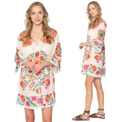 FLORAL BOHO PRINT BELL SLEEVE COVER UP/DRESS