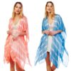 TIE DYE KIMONO. CORAL, BLUE, SOLD IN SETS OF 2 ONLY
