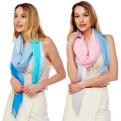 SOFT OMBRE OBLONG SCARF. BLUE, PINK/BLUE. SOLD IN SETS OF 2 ONLY