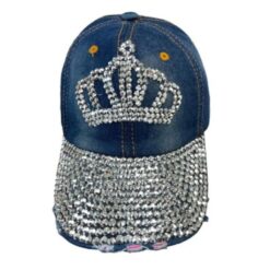 DENIM RHINESTONE CROWN BASEBALL CAP