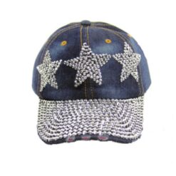 DENIM RHINESTONE STARS BASEBALL CAP