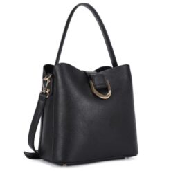 BLACK BUCKLE ACCENT SATCHEL. 9x4.74x9