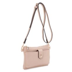 KHAKI SMALL SNAP CLOSURE FRONT POCKET CROSSBODY