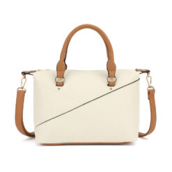 BONE TWO TONE MID SIZE SATCHEL. 10.25X8.65X4.35