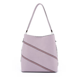 LILAC DIAGONAL DETAIL BUCKET BAG. 10.5X11X6.5