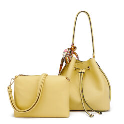 YELLOW 2-IN-1 HOBO & POUCH WITH SCARF ACCENT. 12.5X10X6