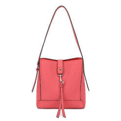 CORAL MULTI POCKET SHOULDER BAG WITH LOCK. 10.25X10.6X4.7