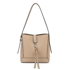 NUDE MULTI POCKET SHOULDER BAG WITH LOCK. 10.25X10.6X4.7