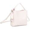 CREAM SCARF ACCENT DUAL STRAP BUCKET BAG. 9.5X9X4.5