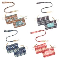WESTERN PRINT ID WALLET & LANYARD. 5.25x 3.5. SOLD IN SETS OF 4 ONLY