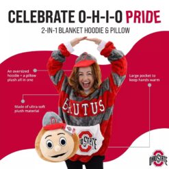 OHIO STATE BRUTUS LICENSED 2-IN-1 BLANKET HOODIE & PILLOW