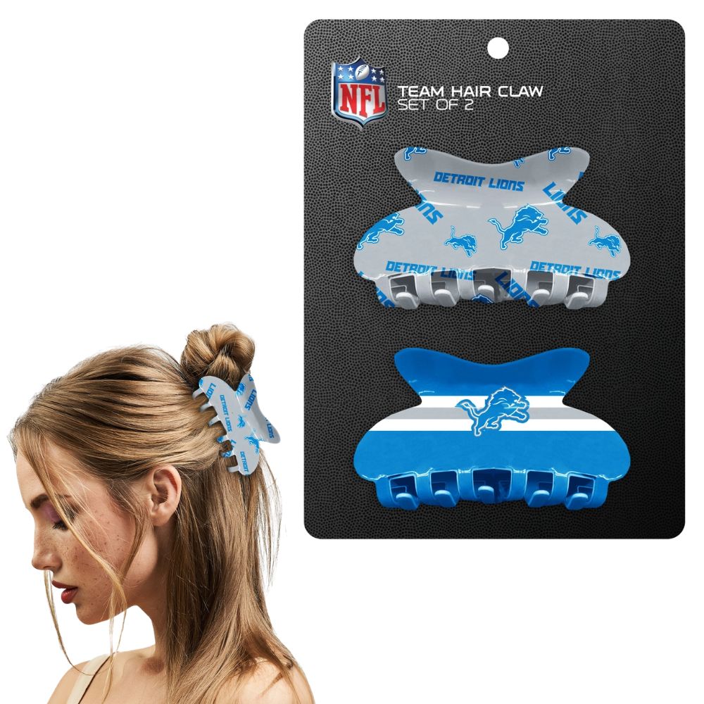 NFL LICENSED DETROIT LIONS TEAM HAIR CLAW SET. SOLD IN PACKS OF 2 ONLY