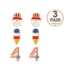 3 PAIR PATRIOTIC POST EARRINGS
