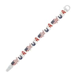 PATRIOTIC ENAMEL FLAG LINK BRACELET WITH MAGNETIC CLASP.