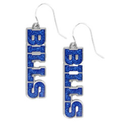 BUFFALO BILLS LICENSED GLITTER WORDMARK EARRINGS. SOLD IN SETS OF 3 ONLY