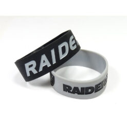 RAIDERS LICENSED SILICONE WIDE BRACELETS SET. 2 CARD PACKS (4 BRACELETS TOTAL)