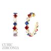 PATRIOTIC RED, WHITE, & BLUE CZ HOOP EARRING. SOLD IN SETS OF 2