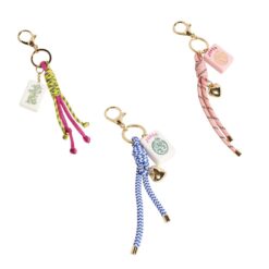 MAHJONG BAG CHARM/KEYCHAIN. PINK/YELLOW, BLUE, LT. PINK. SOLD IN SETS OF 3 ONLY
