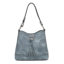 DENIM BLUE TRIPLE COMPARTMENT HOBO BAG. 12X10X5