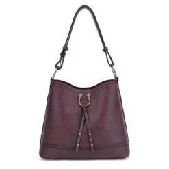 BURGUNDY TRIPLE COMPARTMENT HOBO BAG. 12X10X5