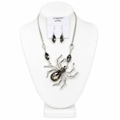 HALLOWEEN BLACK DIAMOND SPIDER NECKLACE SET