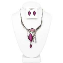HEMI PURPLE ENAMEL & CRYSTAL NECKLACE SET