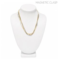 TRI TONE MULTI LAYER MAGNETIC CLASP NECKLACE