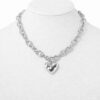 SILVER CHUNKY CHAIN WITH HEART PENDANT NECKLACE