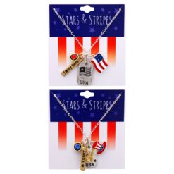 PATRIOTIC MULTI CHARM NECKLACE. SOLD IN SETS OF 2 ONLY
