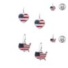 ENAMEL PATRIOTIC EARRINGS. HEART, MAP. SOLD IN SETS OF 2 ONLY