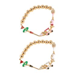 GOLF THEME BEADED STRETCH BRACELET. PINK, WHITE. SOLD IN SETS OF 2 ONLY