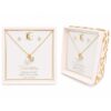 FRIENDSHIP PEARL & CZ HEART NECKLACE & EARRING SET IN GIFT BOX