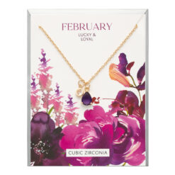 FEBRUARY BIRTHSTONE NECKLACE WITH GIFT ENVELOPE