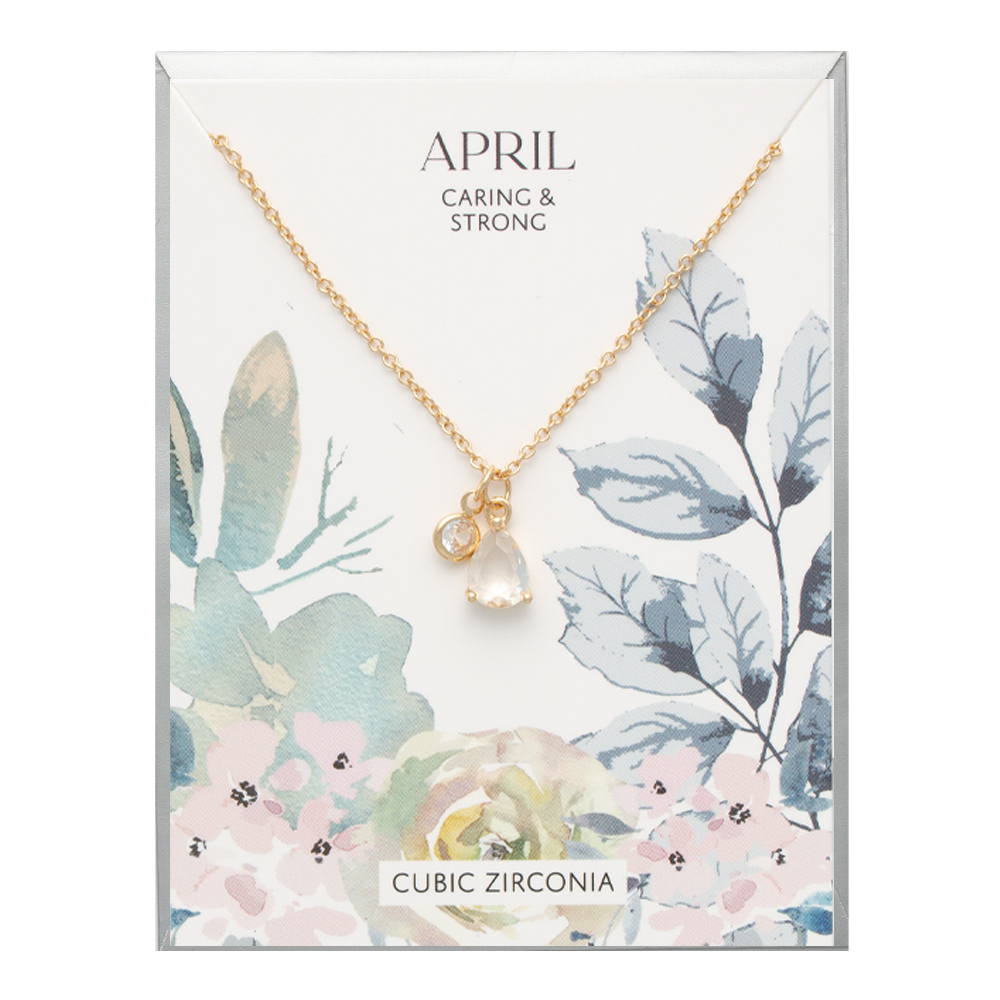 APRIL BIRTHSTONE NECKLACE WITH GIFT ENVELOPE