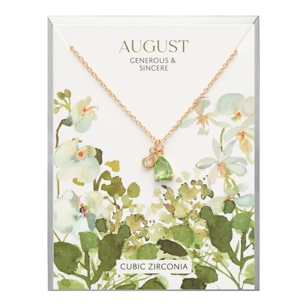 AUGUST BIRTHSTONE NECKLACE WITH GIFT ENVELOPE